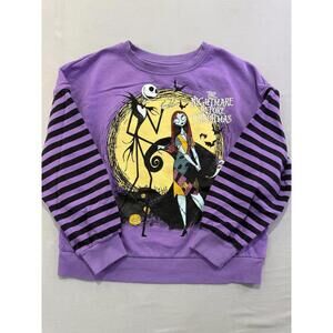 Nightmare Before Christmas Sweatshirt Kids 10-12 Purple Jack Sally Zero Disney